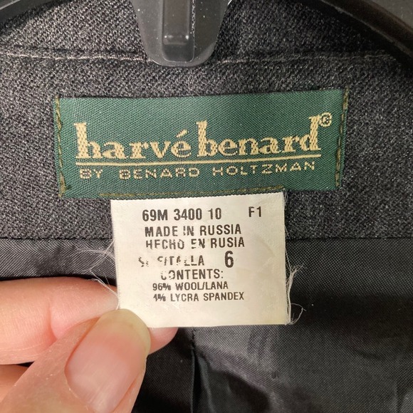 Harve Benard Women's Gray Wool Blend Blazer‎ Jacket Size 6 Single Breasted - Picture 6 of 7